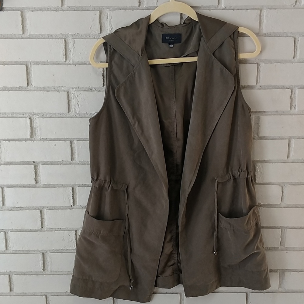 Be Cool Faux Suede Hooded Vest size L